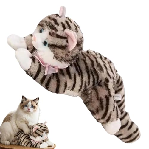 Peluche de gato de 30 cm, juguete suave, animales de peluche, muñeca suave abrazable con sonido, lindos peluches coleccionables para adolescentes, adultos, hogar, dormitorio, sala de estar, comodidad