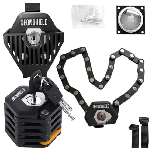Folding Bike Chain Lock Heavy Duty Alloy Steel Bicycle Foldable Lock with Mounting Bracket Anti-Theft Strong Security with 3 Keys Glow-in-The-Dark Compartment 79cm/31inch