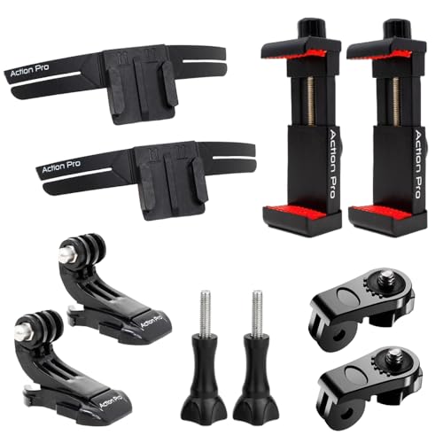 Image of Action Pro Helmet Chin Mount Strap, Compatible with Smartphones & GoPro Hero 13 /12 /11 /10 /9 /8 /7 /6 /5, DJI Osmo, Insta360, SJCAM & Other Action Cameras (Pack of 2)