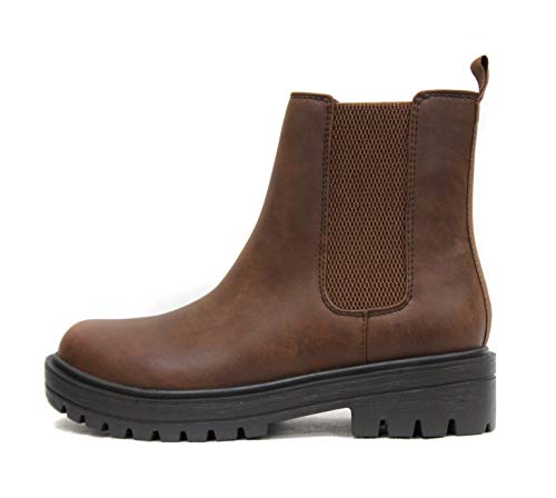 Image of Soda Pilot ~ Women Lug Sole Low Heel Chelsea Fashion Ankle Bootie w /Double Elastic Gore
