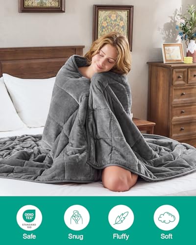 Super Fuzzy Soft Sherpa Fleece Weighted Blanket, 15 lbs Dual Sided Fluffy Heavy Weighted Blankets for Adults - No Bunching with Double Layers of Soft Inner Lining (60"x 80", 15 Pounds)