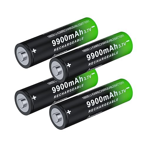 18650 Rechargeable Battery 3.7 Volt Rechargeable Battery Button Top Li Batteries for Flashlights, Headlamps 4 Pack