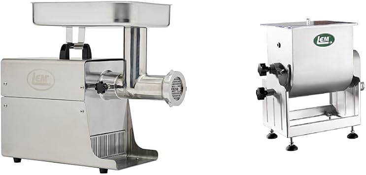 LEM Big Bite Meat Grinder #8 & Products BigBite 25 Pound Capacity Tilt Meat Mixer, Stainless Steel, Motor or Grinder Not Included
