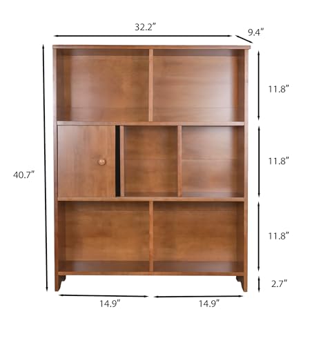 Image of 7 Cube Storage Organizer Wooden Bookshelf, 7 Cube Shelf Bookcase, Small Bookshelf Storage Organizer, 7 Cube Storage Shelf for Bedroom, Small Bookshelf for Living Room and Office (Natural, 7)