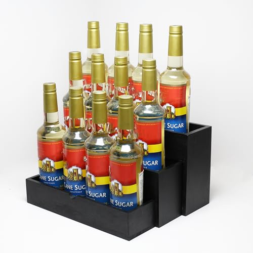 Black Wood Coffee Syrup Rack Organizer, 3 Tier Separated Syr - Lim Team