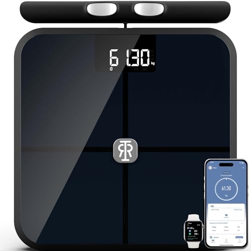 IRRESISTIA Smart Body Composition Scales - 8 Electrodes ITO Coating and 28 Body Metrics with 3 Metrics on Display Screen - Bluetooth and Smartphone App enabled - Black B8T30i 30x30cm