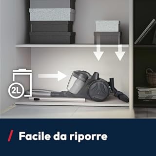 Hoover Aspirapolvere a traino senza sacco potente e compatto HP1 per tappeti, pavimenti duri e delicati, Leggero e con filo, Contenitore 2L, Spazzola Parquet, Raggio d'azione 7,5 m [HPZ107HM]