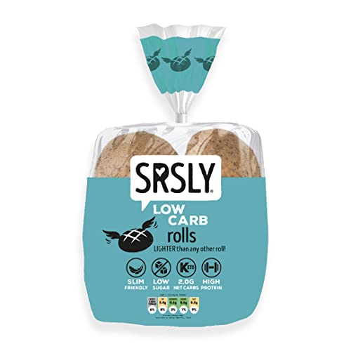 SRSLY Low Carb Keto Rolls | One Pack | 4 Large Rolls | Freshly Baked Light & Fluffy | Low Carb Keto Food | Certified by Sugarwise | Only 2g Carbs & 130 Kcals Per Roll | High Protein