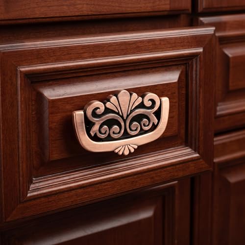 Image of Sainath Zinc Alloy Copper Antique Finish Drawer Cabinet Kadi Kundi Knob Pull Handle Set, Pack of 4 PCs