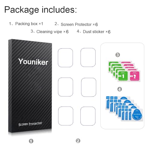 Youniker YK-ID208 PLUS-6 Pack Id208 Plus 1.8 Inch Watch Screen Protector Film Compatible With Enomir 1.8 Inch Smartwatch Id208Plus Screen Protectors Foils Screen Cover Crystal Clear Hd Anti-Scratch thumb #6