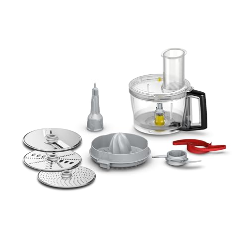 Bosch Zubehör-Set VeggieLove Plus MUZ9VLP1, Multimixer, drei Scheiben (Schneidwendescheibe, Raspelwendescheibe, Reibscheibe mittelfein), Hackmesser, Zitruspresse, für Küchenmaschine Serie 8, OptiMUM