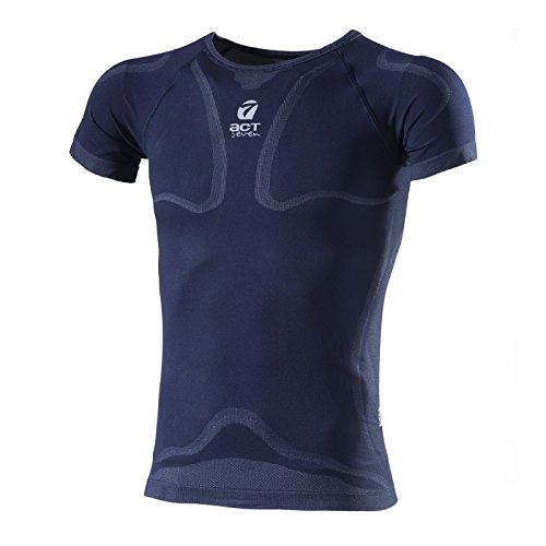 ACT SEVEN Seamless Camiseta Interior de Manga Corta, Azul, L/XL