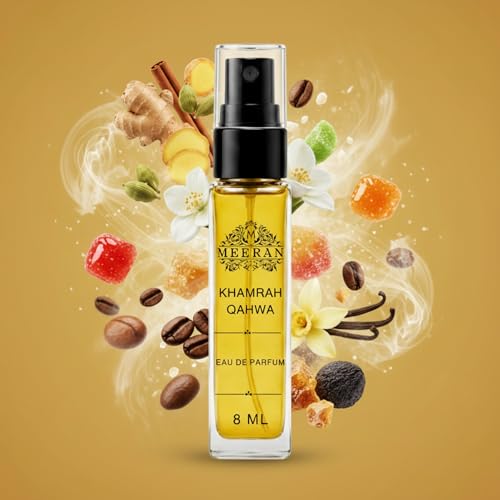 Image of Khamrah Qahwa Style Fragrance Eau De Parfum for Men & Women (8ML) | Luxury Pocket Perfume | Long Lasting Coffee, Vanilla & Amber Fragrance | Travel Size EDP | Perfume for Men