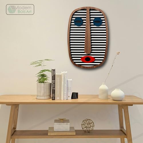 Image of MODERN BOIS ART African Mask Wall Sculpture, Wood Wall Hanging, 3D Wall Art, Large Wooden Wall Art, Living Room Art, Office Decor, Pop Art,Mothers Day House Warming Gift 1
