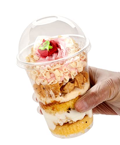 Image of Golden Apple Cup series, 16oz-50sets Clear Plastic cups with Dome lids no hole, BPA Free