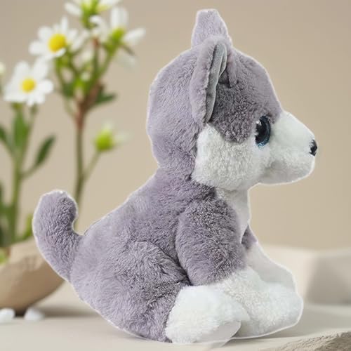 Image of Babique Glittery Eyes Husky Dog Stuffed Plush Animal | Teddy Bear Soft Toy |Ideal for Birthdays & Special Occasions Girls /Boys, Baby Kids -(Grey, 25Cm)