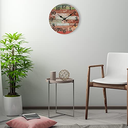 Stonebriar Rustic 12 Inch Round Wooden Wall Clock, Battery Operated, Vintage Farmhouse Wall Decor For The Kitchen, Living Room, Bedroom, Or Office #TOP6