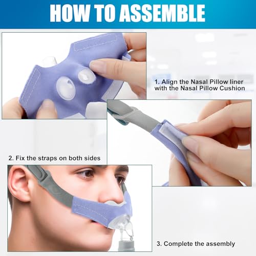 Image of Nuanchu 12 Pcs Nasal Pillow Liner for CPAP Cushion Nasal Cushion Pillow Covers Cotton Liners Skin Sleep Protector Compatible Comfort Reusable Reduce Noisy Air Leaks and Irritation (Blue)