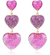 Sonateomber Heart Dangle Stud Earrings - Sparkly Rhinestone Drop Jewelry For Women
