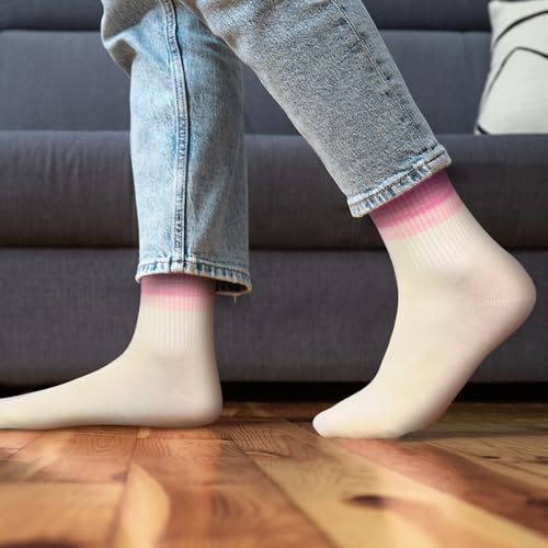Womens Socks Rainbow Striped Cushioned Crew Socks for Women, Wicking Cotton Gym Tennis Running Athletic Socks, 5 Pairs4