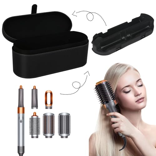 Forbabe Aufbewahrungstasche für Haartrockner, PU Leder Hartbox, Tragbare Reisetasche für Dyson Supersonic Haartrockner, Schwarz