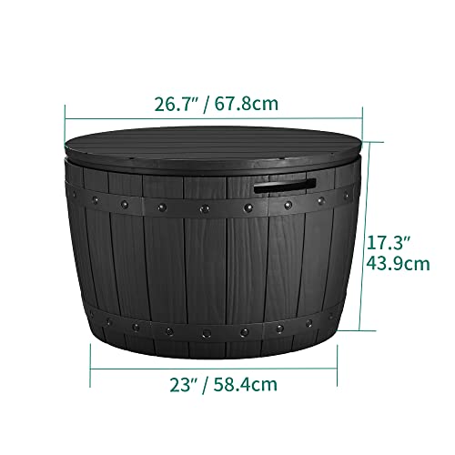YITAHOME 127L Garden Storage Box, Waterproof Large Outdoor Storage Box, Round All-weather Deck Boxes for Patio Furniture, Pool Accessories, Easy Assembly Lightweight, Black, 67 x 67 x 44cm - Image 6