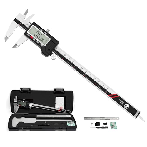 werka Digital Caliper, Calipers Measuring Tool, Auto-Off Micrometer Caliper with 0.001”High-Accuracy,Inch/Fraction/Millimeter Conversions Button,4 Measuring Ways, Stainless Steel (8 Inch)