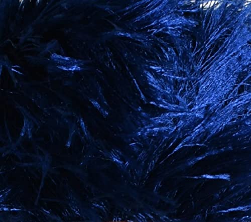 Image of Eyelash Fun Fur Yarn Premium 100% Polyester 164 Yds (150 Mt), 3.53 Oz (100 Gr) Colorful Crochet Yarn Dıy Hand Knitting (Navy Blue, 3 Skein)