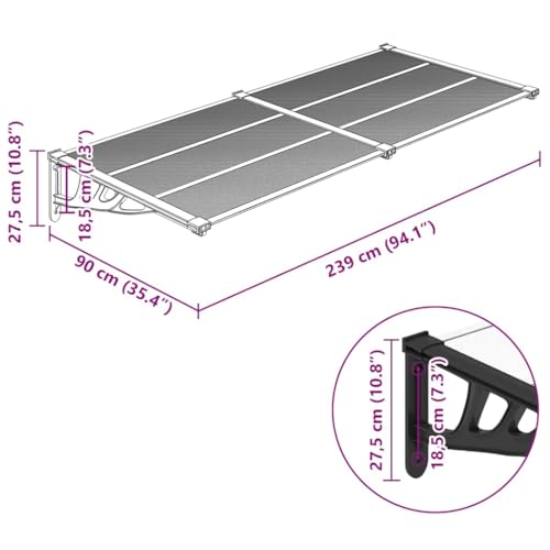 Auvent de porte idéal pour balcon et entrées de maison