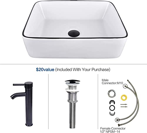 YOURLITE 24\" Bathroom Vanity with Sink Combo,White Bathroom Vanity and Sink Combo with Faucet & Pop Up Drain Set,Traditional Vanity with White Ceramic Sink Bathroom Sink