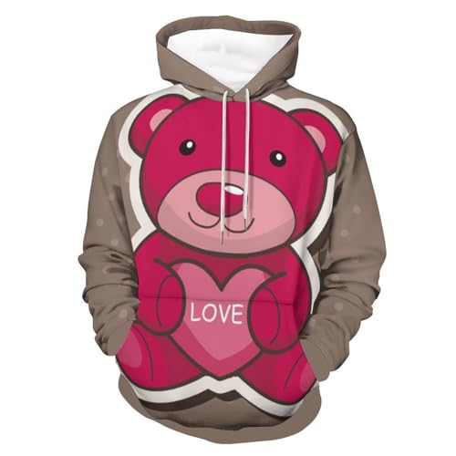 Sweat à capuche ours rouge UMENG pull unisexe manche longue S