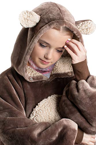 image for Catalonia Bear Wearable Hoodie Blanket Sweatshirt, Oversized Comfortab