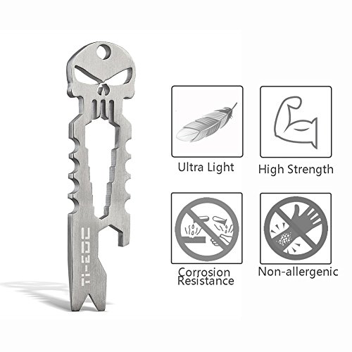 TI-EDC Titanium Keychain Beer Opener Spanner Multifunctional Tool (Titanium)