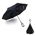 Double Layer Wind Proof, Hippih UV Proof Reverse Folding Inverted Umbrella Travel Umbrella with C Shape Handle and Carrying Bag