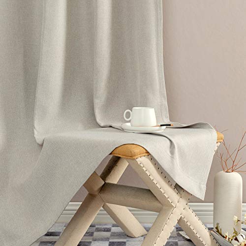 Jinchan Room Darkening Curtains For Bedroom Living Room Thermal Insulated Linen Textured Window Treatment 2 Panels 84 Inch Heathered Beige #TOP4