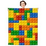 PATTERNFUL Colorful Building Blocks Kids Throw Blankets for Boys, Plush Toddler Blanket for Girls, Plush Fleece Blankets Warm Cozy Blanket for Couch Bedroom Sofa All Season 50 x 60''