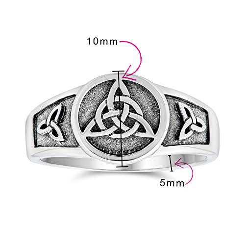 Image of Bling Jewelry Personalized Unisex Ancient Viking Celtic Infinity Trinity Knot Triquetra Signet Ring for Women Oxidized .925 Sterling Silver Customizable