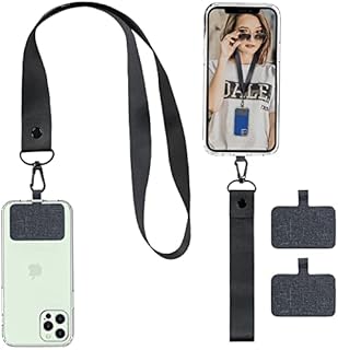 Delidigi Phone Lanyard Wrist Strap Stylish Neck Lanyard Wrist Strap Compatible with Most Smartphones for Women Girls (Black)