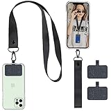 Delidigi Tour de Cou pour Téléphone Portable Chaîne de Smartphone Portable, Universelle Sangle de Téléphone Portable élégante (Noir)