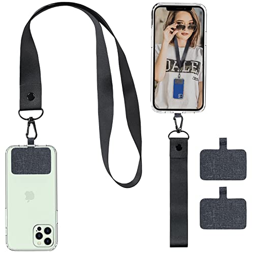 Delidigi Tour de Cou pour Téléphone Portable Chaîne de Smartphone Portable, Universelle Sangle de Téléphone Portable élégante (Noir)