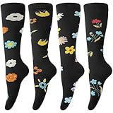 Beaulov 4 Paar Kompressionsstrümpfe für Damen & Herren lang Kompressionssocken Stützsocken für Sport, Reisen & Alltag
