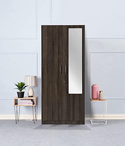 Image of Wakefit Wardrobe | 1 Year Warranty | Engineered Wood Almirah, Cupboard for Clothes Storage | 2 Door, Mirror, Drawer, 1 Hanging Space | Gingham - Napa Oak