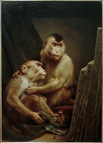 Affiche Les singes regardent de Gabriel von Max Décoration Bureau Toile