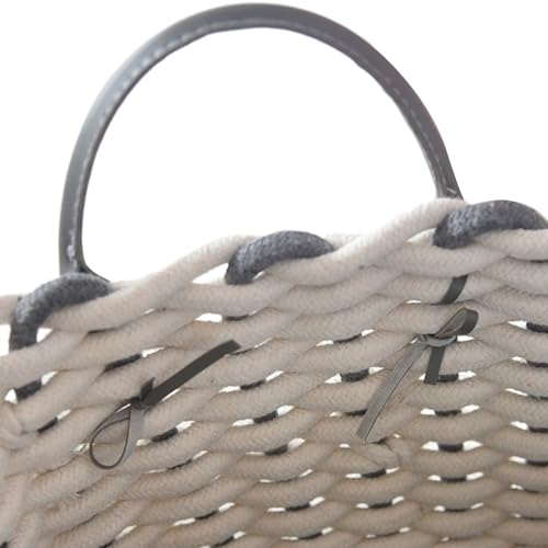 Cesta de almacenamiento tejida de cuerda de algodón, organizador portátil resistente para casa 5