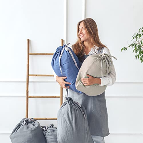 Cozy Linen Natural Linen Laundry Bag - Large Drawstring Closure Storage Bag, Hanging Dorm laundry bag, 45x56cm