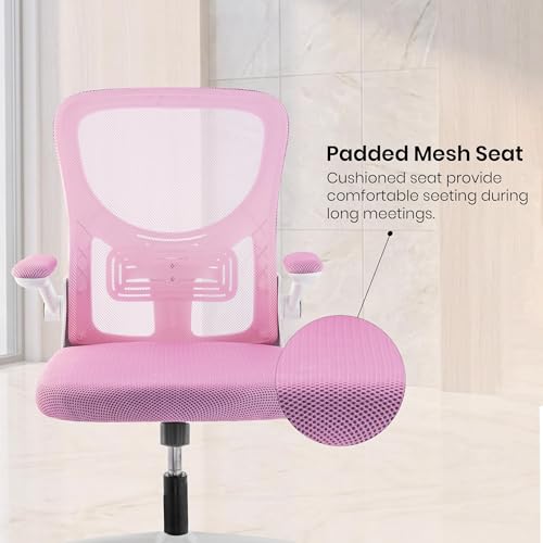 Image of Casa Copenhagen Pink White | Mid Back Imported Mesh Fabric Boss Office Chair | Y Design Ergonomic Back Support | 2D Aero Design Adjustable Armrests | Synchro Tilt Lock Mechanism