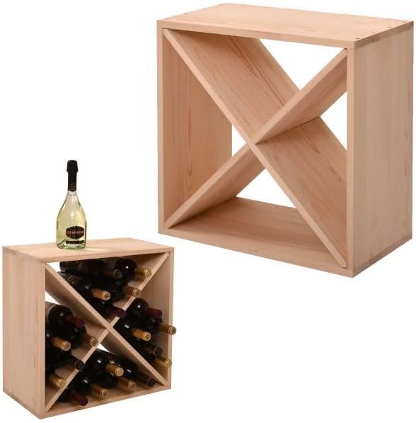 Estante modular para vino lapday, 24 botellas, madera, natural miniatura 4