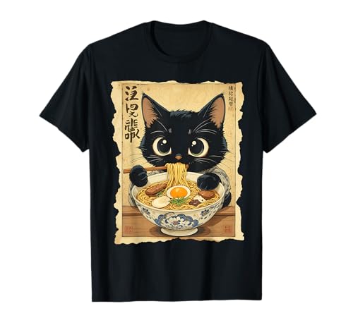 Nouilles de Ramen Japonais Manga Ramen Kawaii Chat T-Shirt