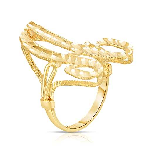 Floreo 10k Yellow Gold A-Z Extra Large Cursive Letter Initial Ring2