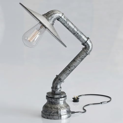 LEDSone Lampe de table en forme de pipe à eau, style vintage industriel steampunk, style rustique en cuivre brossé, idéal pour une table de chevet ou un...